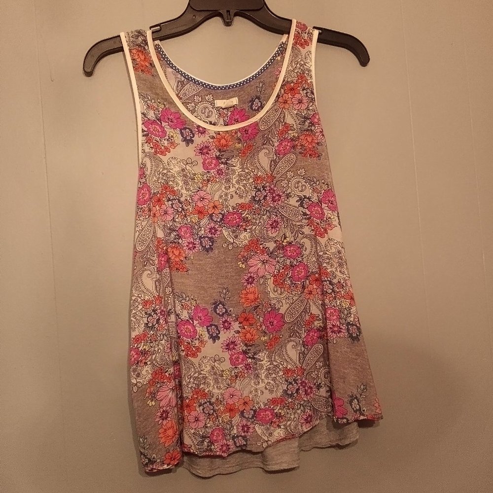 Layla Gray And Floral Tank Women's Large